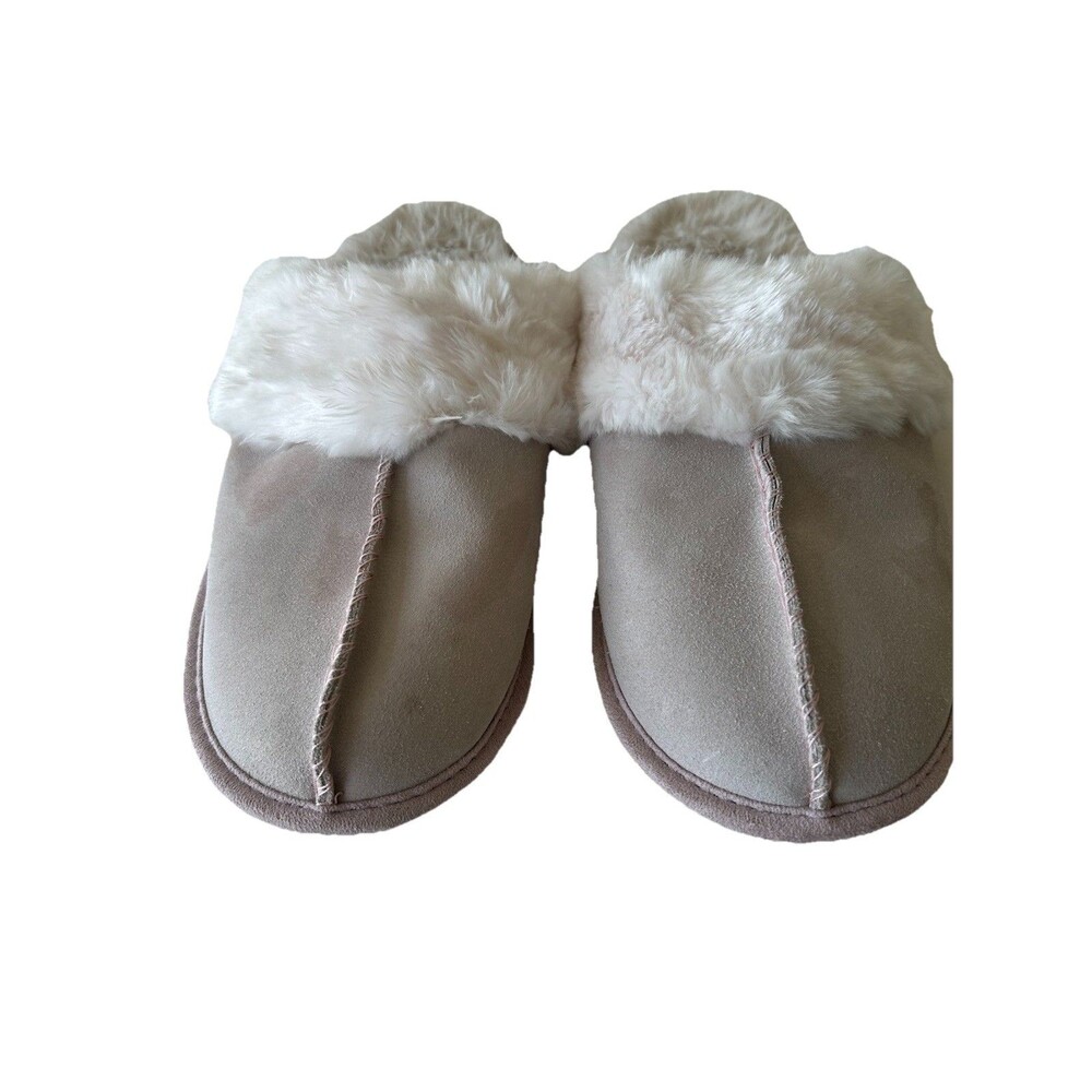 The White Company London Faux Fur Slippers NWOT Women’s L 7-8 House Shoes
